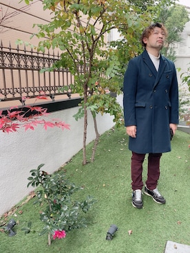 「NANO universe（ナノユニバース）のアイテム（チェスターコート）」を使った、gu59fashionさん（メンズ・168cm）の冬コーディネート
