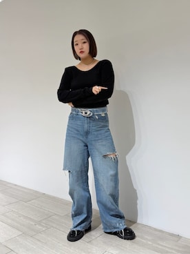 「BLEU FORET（ブルーフォレ）のアイテム」を使った、藤井　オデット エ オディール スタッフさん（レディース・155cm）の冬コーディネート