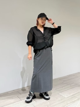 「アイテム（ソックス/靴下、グリーン系）」を使った、藤井　オデット エ オディール スタッフさん（レディース・155cm）の秋コーディネート