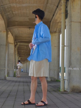 「Steven Alan（スティーブンアラン）のアイテム（サンダル）」を使った、coronさん（メンズ・183cm）の夏コーディネート
