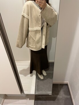 「frunco（フランコ）のアイテム（ムートンコート）」を使った、れさん（レディース・160cm）の冬コーディネート