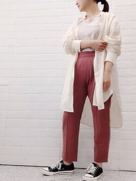 「アイテム（タンクトップ、グレー系）」を使った、SAIさん（レディース・153cm）の夏コーディネート