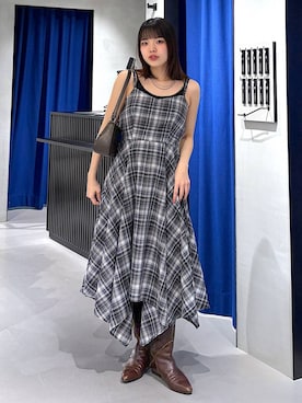 「PAGEBOY（ページボーイ）のカップツキFITキャミ（キャミソール、ブラック系）」を使った、うなちゃんさん（レディース・152cm）の春コーディネート