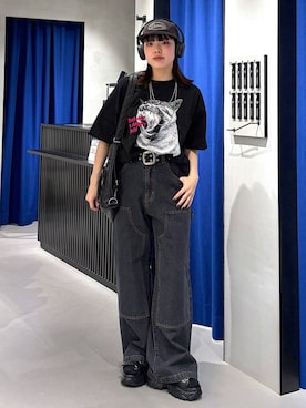 「LEPSIM（レプシィム）のステンレスロングアレンジネックレス　587102（ネックレス、シルバー系）」を使った、うなちゃんさん（レディース・152cm）の春コーディネート