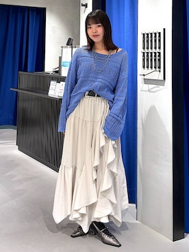 「PAGEBOY（ページボーイ）のヴィンテージバックルベルト（ベルト、ブラック系）」を使った、うなちゃんさん（レディース・152cm）の春コーディネート