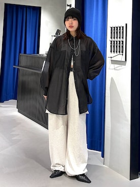 「PAGEBOY（ページボーイ）のモードバックルベルト3（ベルト、ブラック系）」を使った、うなちゃんさん（レディース・152cm）の春コーディネート