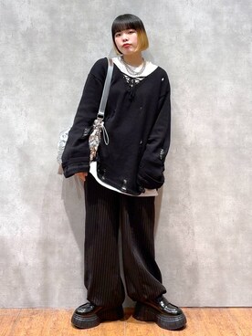 うなちゃんさんの「ラインソールローファー」を使ったコーディネート