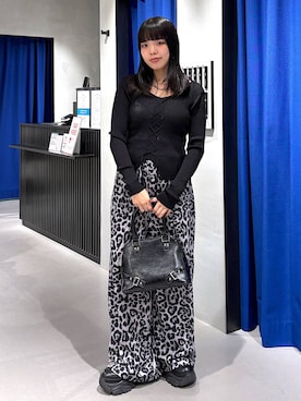 「PAGEBOY（ページボーイ）のワイドスウェットパンツ（Sweatpants、その他）」を使った、うなちゃんさん（レディース・152cm）の秋コーディネート