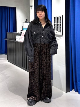 「PAGEBOY（ページボーイ）のクールベロアパンツ【接触冷感/ウエストゴム】（Pants、その他）」を使った、うなちゃんさん（レディース・152cm）の秋コーディネート