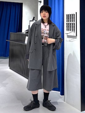 「PAGEBOY（ページボーイ）のモードバックルベルト3（ベルト、ブラック系）」を使った、うなちゃんさん（レディース・152cm）の春コーディネート