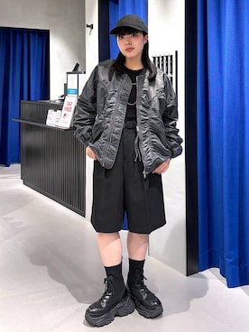 「PAGEBOY（ページボーイ）の【マルチファンクション】ハイショクレイヤードスリーブクルーネックニット（Knitwear、ブラック系）」を使った、うなちゃんさん（レディース・152cm）の秋コーディネート