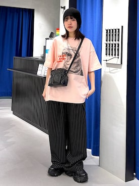 「PAGEBOY（ページボーイ）のプラットチャンキースニーカー【3サイズ展開・軽量】（スニーカー、ブラック系）」を使った、うなちゃんさん（レディース・152cm）の春コーディネート