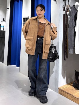 「PAGEBOY（ページボーイ）の【ステンレス素材】ロングボールチェーンネックレス（ネックレス）」を使った、うなちゃんさん（レディース・152cm）の秋コーディネート