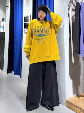 「PAGEBOY（ページボーイ）のサイドタックルーズウラケパンツ/イージーパンツ【4color・2size】（スウェットパンツ）」を使った、うなちゃんさん（レディース・152cm）の秋コーディネート