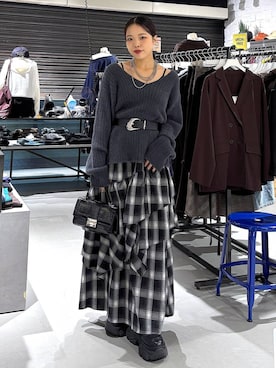 「アイテム（キャミソール、ブラック系）」を使った、うなちゃんさん（レディース・152cm）の秋コーディネート