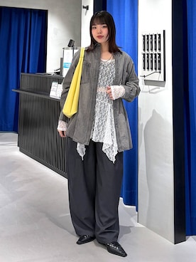 「PAGEBOY（ページボーイ）のカップツキFITキャミ（キャミソール、ブラック系）」を使った、うなちゃんさん（レディース・152cm）の春コーディネート