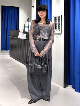 「PAGEBOY（ページボーイ）の【2WAY仕様】スタッズミニボストンバッグ（ショルダーバッグ、ブラック系）」を使った、うなちゃんさん（レディース・152cm）の夏コーディネート