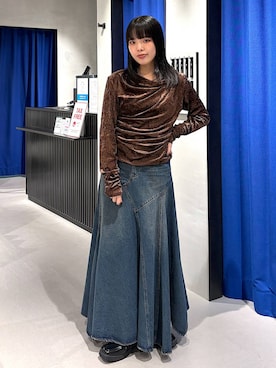 「PAGEBOY（ページボーイ）のスクエアショートブーツ【抗菌防臭/軽量】（Boots、ブラック系）」を使った、うなちゃんさん（レディース・152cm）の秋コーディネート