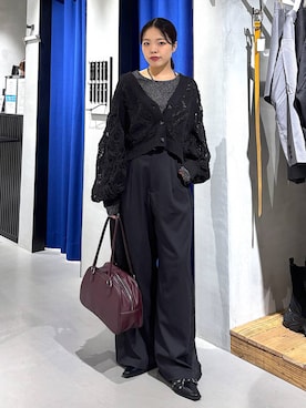 「アイテム（スラックス）」を使った、うなちゃんさん（レディース・152cm）の秋コーディネート