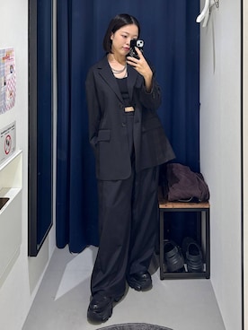 「PAGEBOY（ページボーイ）の【セットアップ対応】チェックMIXジャケット 《2サイズ展開》（テーラードジャケット）」を使った、うなちゃんさん（レディース・152cm）の夏コーディネート