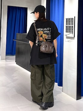 「PAGEBOY（ページボーイ）のプラットチャンキースニーカー【3サイズ展開・軽量】（スニーカー、ブラック系）」を使った、うなちゃんさん（レディース・152cm）の春コーディネート