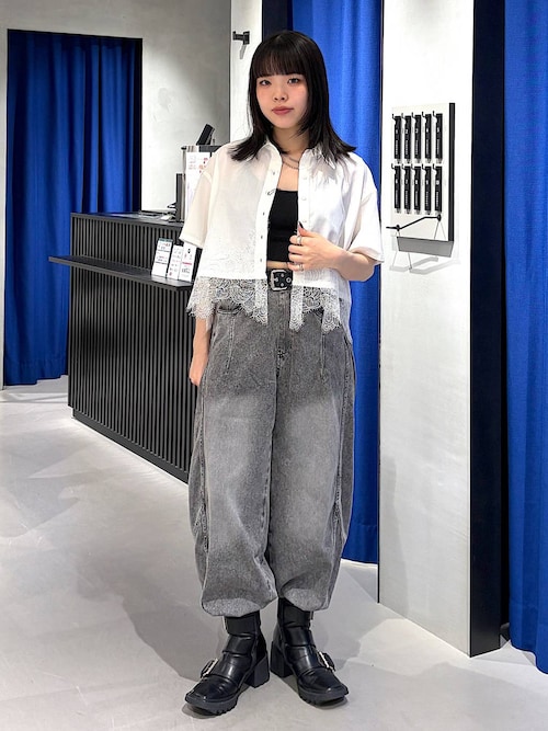PAGEBOY（ページボーイ） ブラウス シャツ レースドッキングショート 