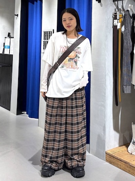 「PAGEBOY（ページボーイ）の【ステンレス素材】ロングボールチェーンネックレス（ネックレス）」を使った、うなちゃんさん（レディース・152cm）の秋コーディネート