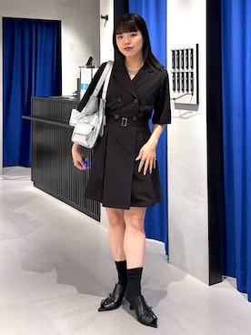 「LEPSIM（レプシィム）のステンレスロングアレンジネックレス　587102（ネックレス、シルバー系）」を使った、うなちゃんさん（レディース・152cm）の夏コーディネート
