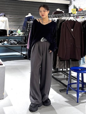 「アイテム（キャミソール、ブラック系）」を使った、うなちゃんさん（レディース・152cm）の秋コーディネート