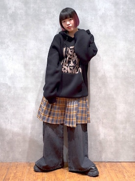 「PBLIM（ページボーイリム）のアイテム（スカート）」を使った、うなちゃんさん（レディース・152cm）の秋コーディネート