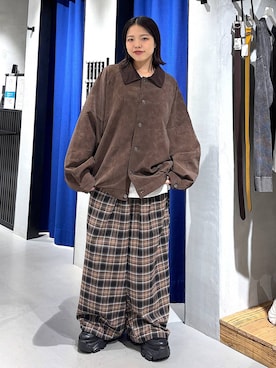 「PBLIM（ページボーイリム）の《UNISEX》ソフトスウェードブルゾン（ブルゾン）」を使った、うなちゃんさん（レディース・152cm）の秋コーディネート