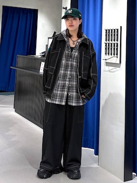 「PAGEBOY（ページボーイ）のプラットチャンキースニーカー（スニーカー、ブラック系）」を使った、うなちゃんさん（レディース・152cm）の春コーディネート