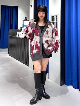 「PAGEBOY（ページボーイ）のベルトエンジニアロングブーツ 【美脚/脚長効果UP】（Boots、ブラック系）」を使った、うなちゃんさん（レディース・152cm）の秋コーディネート