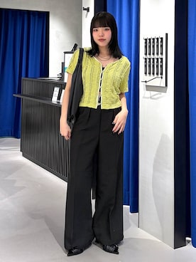 「PAGEBOY（ページボーイ）のカップツキFITキャミ（キャミソール、ブラック系）」を使った、うなちゃんさん（レディース・152cm）の春コーディネート