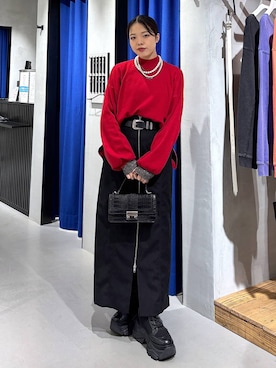 「LOWRYS FARM（ローリーズファーム）のパールタレンネックレス　249411（ネックレス）」を使った、うなちゃんさん（レディース・152cm・20代）の秋コーディネート