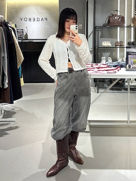 「PAGEBOY（ページボーイ）のカップツキFITキャミ（キャミソール、ブラック系）」を使った、うなちゃんさん（レディース・152cm）の春コーディネート