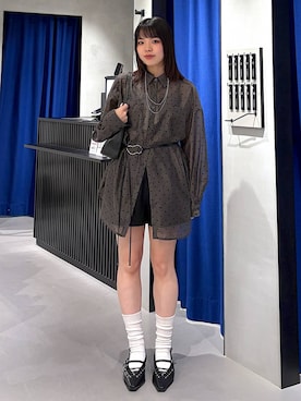 「LEPSIM（レプシィム）のステンレスロングアレンジネックレス　587102（ネックレス、シルバー系）」を使った、うなちゃんさん（レディース・152cm）の春コーディネート