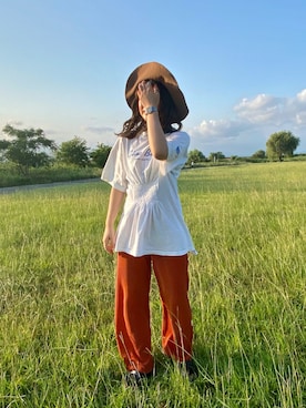 「hat」｜「アイテム（サンダル）」を使った、satsukiさん（レディース・159cm）の夏コーディネート
