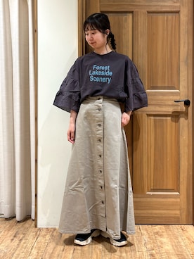 「袖ボリューム」｜「アイテム（スカート）」を使った、しば。さん（レディース・152cm）の秋コーディネート