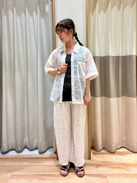 「Samansa Mos2 blue（サマンサモスモスブルー）のアイテム（サンダル）」を使った、しば。さん（レディース・152cm）の夏コーディネート