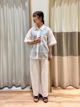 「Samansa Mos2 blue（サマンサモスモスブルー）のアイテム（サンダル）」を使った、しば。さん（レディース・152cm）の夏コーディネート