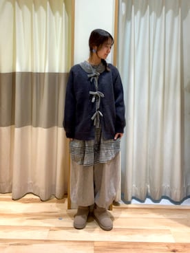 「秋冬コーデ」｜「アイテム（チュニック）」を使った、しば。さん（レディース・152cm）の冬コーディネート