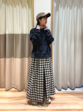 「シャギー」｜「アイテム（帽子）」を使った、しば。さん（レディース・152cm）の秋コーディネート