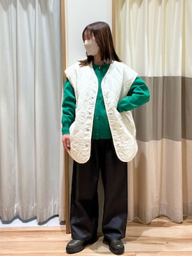 「Samansa Mos2 blue（サマンサモスモスブルー）のアイテム（ノーカラージャケット）」を使った、しば。さん（レディース・152cm）の冬コーディネート