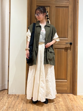「袖ボリューム」｜「アイテム（スカート）」を使った、しば。さん（レディース・152cm）の夏コーディネート