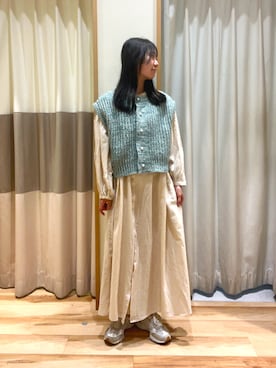 「重ね着ベストシーズン」｜「アイテム（ワンピース/ドレス）」を使った、しば。さん（レディース・152cm）の秋コーディネート