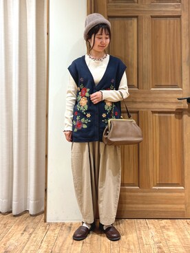 「Samansa Mos2（サマンサ モスモス）のエッグパンツ（その他パンツ）」を使った、しば。さん（レディース・152cm）の秋コーディネート