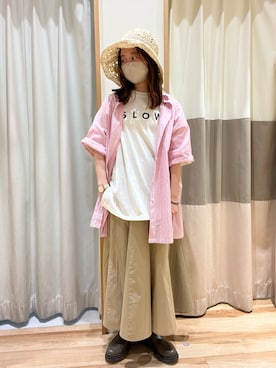 「ペーパーハット」｜しば。さん（レディース・152cm）の春コーディネート