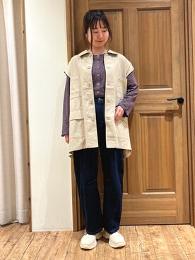 「アイテム（ドレスシューズ、ベージュ系）」を使った、しば。さん（レディース・152cm）の秋コーディネート