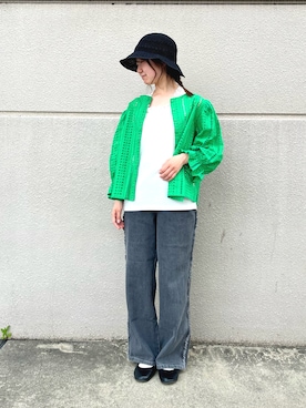 「Samansa Mos2 blue（サマンサモスモスブルー）のアイテム（帽子）」を使った、しば。さん（骨格ウェーブ・レディース・152cm）の春コーディネート